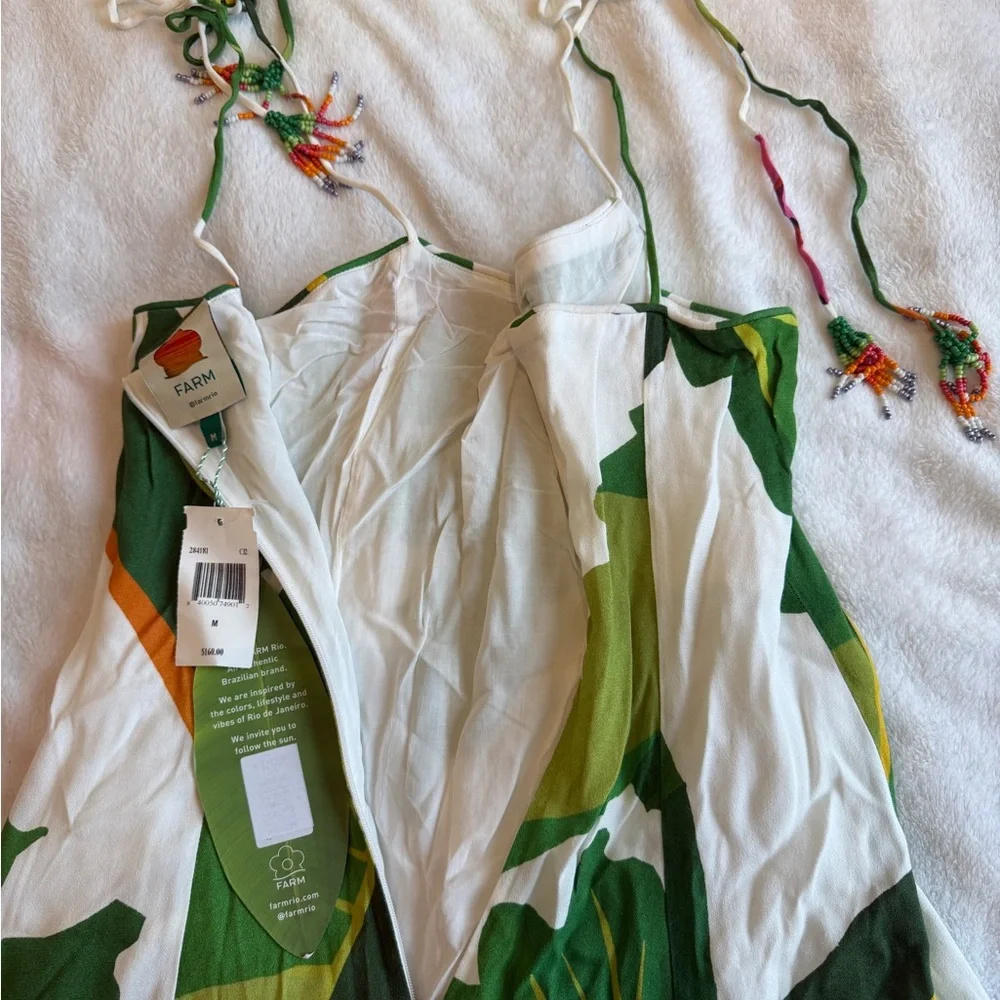 FARM Rio Green and White Leaf Print Dress - Picture 5 of 6